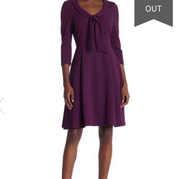 Alexia admor zoey neck tie fit flare dress small - Picture 2 of 9